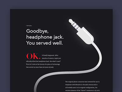 Goodbye, headphone jack. apple headphone jack publication website