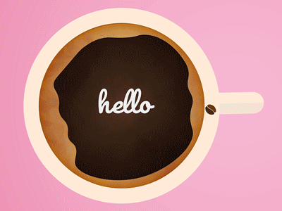 Hello Dribbble :) after effects animation coffee debut first shot gif hello illustration invite pink smoke vector