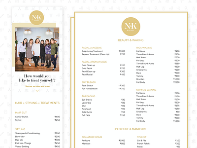 Hair Salon & Spa Menu