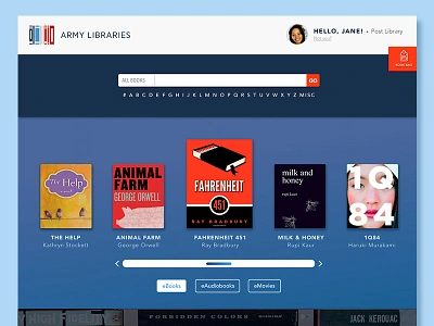 Army Libraries GO-DIGITAL Website army book books colors experiment interface library military patriotic ui web