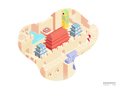 Monument Valley -Meet with the ancient city02 china illustration isometric monument valley