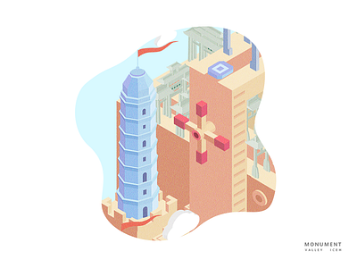 Monument Valley -Meet with the ancient city03 china illustration isometric monument valley