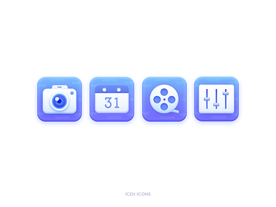 Icons calendar camera film icon set