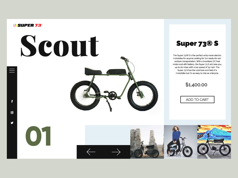 Scout Super 73 S to S1 after effects interactive uiux web design