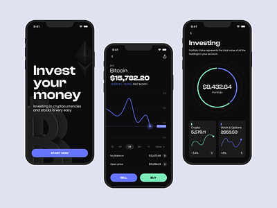 Crypto & Stock Investments App app design creative design design ui uidesign uiux uiuxdesign webdesign