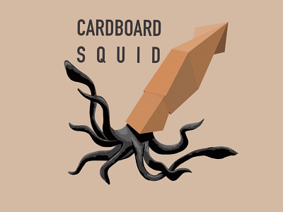 Cardboard Squid branding cardboard squid digital art graphic design logo procreate