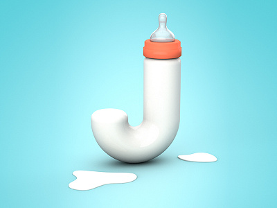 J for Jolene 3d baby baby bottle birth cinema 4d graphic design the blastart