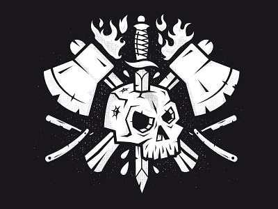 Barbare axe death illustration knife skull sword teeshirt vector art