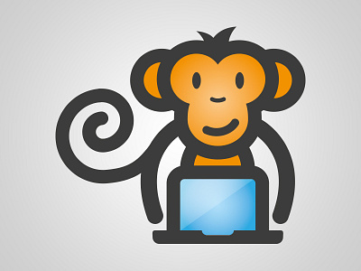 Geek Monkey animal character design geek illustration illustrator laptop logo monkey vector