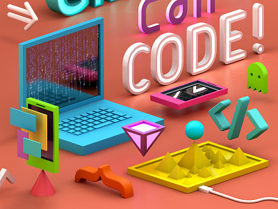 Code ! 3d coding colors digital graphic design illustration programming