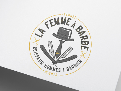 La Femme à Barbe - Barbershop barbershop beard gold graphic design hat la femme à barbe lfb logo razor rennes scissors tie vintage