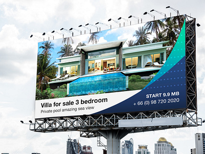 billboard - villa for sale advertising banner billboard design designer illustration photoshop print design seaview street banner