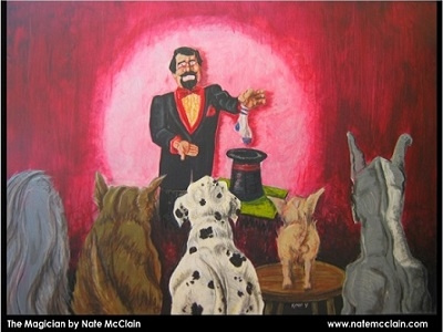 The Magician animals art chihuahua dalmatian dogs great dane magic magician original painting pets