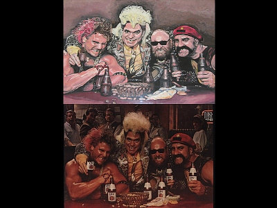Beer Ad interpreted by Nate McClain 1980s ad advertisement beer comedian interpretation painting pop art wrestler wrestling
