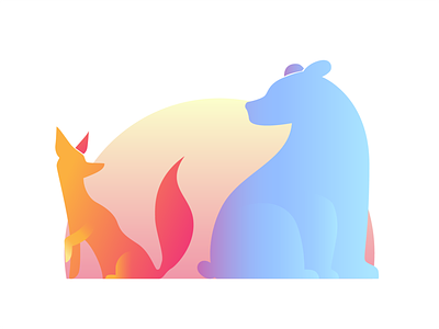 Animals of dawn bear dawn design fox illustration logo vector