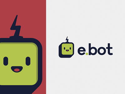 e.bot bot flat illustration kawaii logo robot