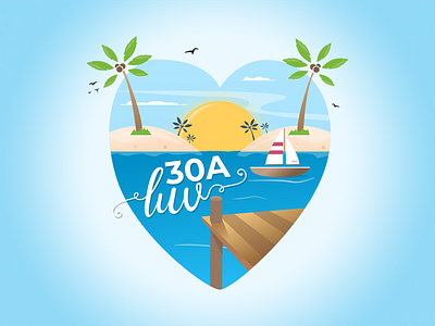 Fresh and Airy Resort Logo beach boating fishing illustration illustrative logo pier sun sunny warm warm colors