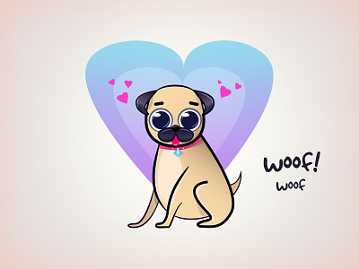 Pug Illustration animals illustration illustrative modern mops illustration pet pug