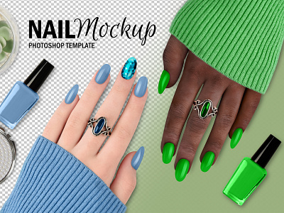 Finger Nail Mockup Template Design & Photography