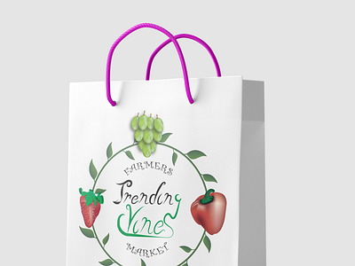 Farmers market logo on paper bag mockup 3d branding design graphic design illustration logo vector