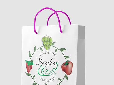 Farmers market logo on paper bag mockup