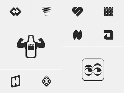Stuff from dusty boxes #2 a abstract bottle branding collection eyes h lettermark logo logo collection logos mark collection marks minimalist n roses symbols type typography