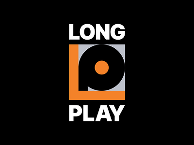 Long play abstract bold font letter logo long play lp mark music phonograph