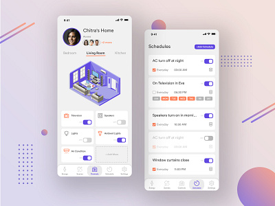 Smart Home control appliances illustration interface design ios app minimal schedule appliances smart home app typography ui design