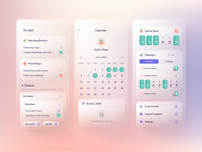 LifeSystem Mobile App app colorful design events glass glassmorphism gradient mobile app design mobile ui motivation peach planner purple reminder ui ux