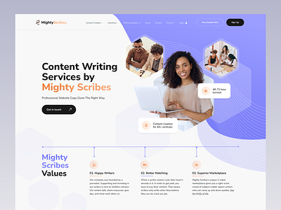 Mighty Scribes website mockup