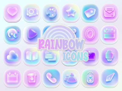 Rainbow Unicorn Icons colorful icons icon pack icon set icons rainbow icons