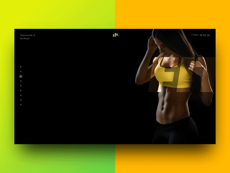 Fitness Club fitness gym muscles promo sport transition typography ui ux web