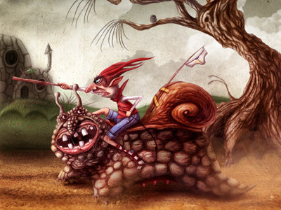 Kyle the Snail Rider fantasy illustration rider snail
