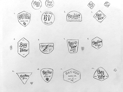 Bay View Beer Company | Sketches 2 bay view beer brand branding brewing design drawing hand drawn illustration ink illustration logo pen sean quinn