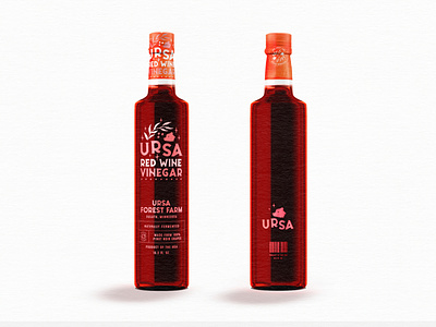 Ursa Forest Farm Red Wine Vinegar beverage brand branding concept design food graphicdesign identity label logo package packaging red vinegar wine