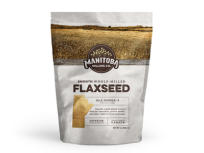 Manitoba Milling Co. branding farm flax flaxseed food in logo manitoba mill milling omega