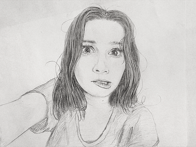 Janie drawing hand drawn handdrawn illustration mechanical pencil selfie