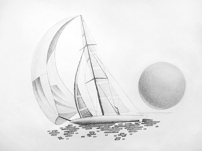 Scow O doodle drawing halyard jib keel mainsail sail sailboat sailing shading sketch spinnaker