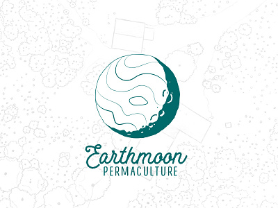 Earthmoon Logo 1 contour drawing earth earthmoon elevation lines logo lunar moon permaculture shadow