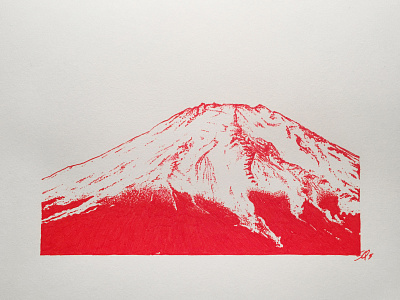 Inktober 5_Summit drawing fuji illustration ink inktober inktober2018 mountain pen snow summit