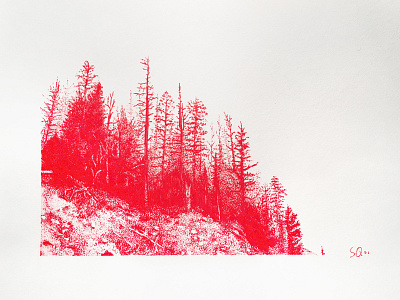 Inktober 21_Echos drawing illustration ink ink drawing ink illustration inktober inktober2018 red ink stipple trees