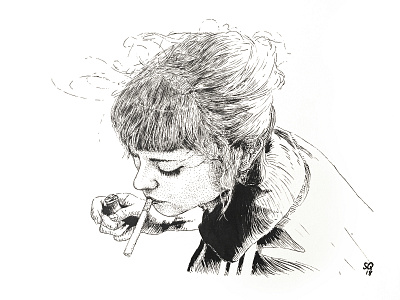 December 18 | Playlist Cover Art bangs cigarette cover december drawing faber castell girl hair hand drawn illustration ink inking lighter line pen pen art sketch stipple strathmore