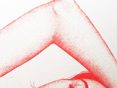 Process arm armchair art exhibit drawing girl illustration ink ink drawing ink illustration pen pointalism red ink skin stipple texture