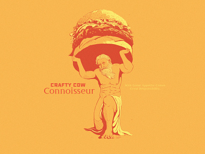 Burger Connoisseur atlas burger design drawing god greek hand drawn illustration ink pen punch card restaurant reward roman statue