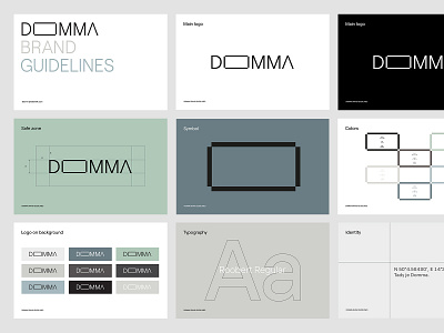 Domma brand container guidelines houses identity logo modular simple typography