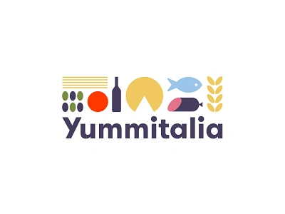 Yummitalia branding food illustration italy kitchen logo logodesign typography vector