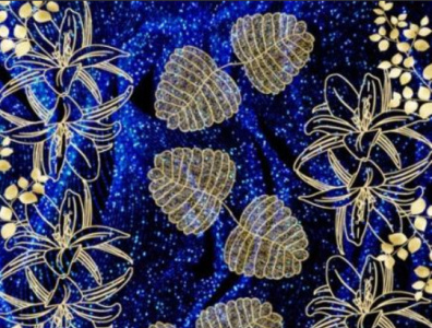 Gold Flowers gold flowers pattern magical blue colour own personal design