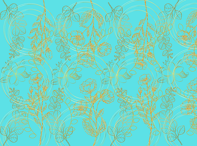 Gold Circle flowers pattern gold circle golden flowers magical turquoise colour personal design