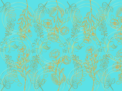 Gold Circle flowers pattern gold circle golden flowers magical turquoise colour personal design