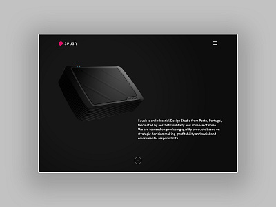 Suush website - Homepage hero design hero homepage industrial design industrial design studio suush ui ux website